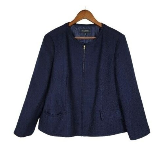 Talbots Women's Size 16 Navy Blue Blazer Jacket Gold Hardware Full Zip - Picture 1 of 8